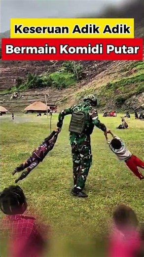 ​Hiburan Sederhana Satgas TNI di Papua, Main Komidi Putar Bareng Bocil #fyp #papua #tni #bocil #main