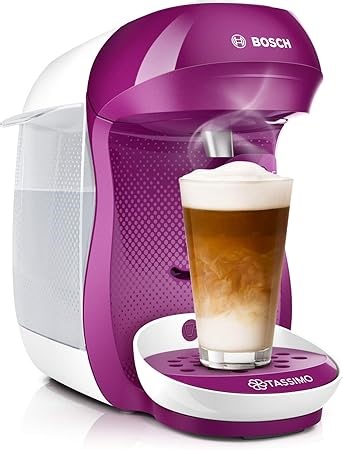 Bosch Tassimo Happy Kapselmaschine TAS1001 Kaffeemaschine by, 70 Getränke, vollautomatisch, geeignet für alle Tassen, platzsparend, 1400 W, pink