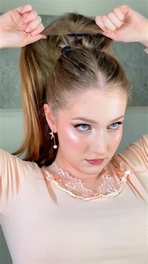 Don’t know how to style your boring ponytail? Try this viral waterfall ponytail hack ✅ #ponytail #backtoschool #hairstyletutorial #easyhairstyles #hairstyleoftheday | Olya