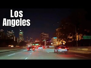 No Talking POV Drive | US-101 Night Drive to Downtown Los Angeles | City Lights 4K