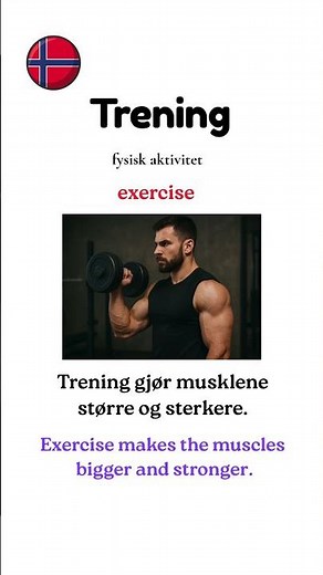 Learn Norwegian: Trening. #learnnorwegian #norskkurs #norwegianlanguage #norwegianvocabulary