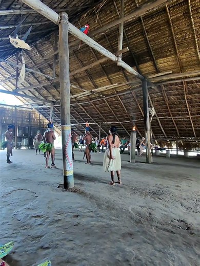 Tribes dance and play music in the Amazon jungle