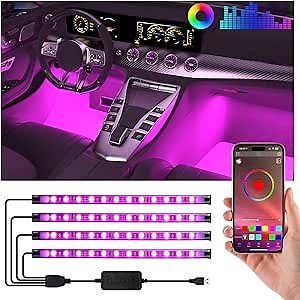Car Led Lights Interior with Smart APP Control, Sync Music,DIY Mode,Multicolor led Car Interior Light Kits,5V USB Led Lights for Cars, Trucks, SUVs