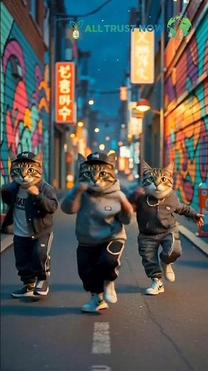 AI Street Cat Dance | Funny Hip Hop Moves On The Street #funny #hiphop #cat #ai