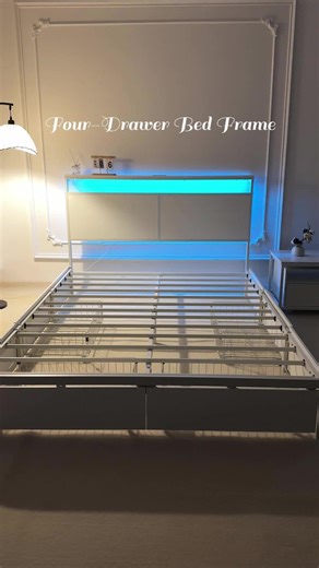 A peaceful night starts with a clean space and subtle lighting #sleepvibes #bedroomcalm #softglow #organizedhome #nightmood