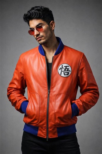 Goku Leather Bomber Jacket | Dragon Ball Z Inspired Cosplay - Etsy