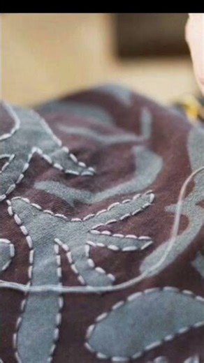 After fabric painting add these simple stitches on border#design #stitchwork #border #painting #add