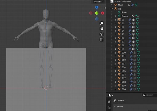 Skinned mesh renderer for modular characters workflow in blender