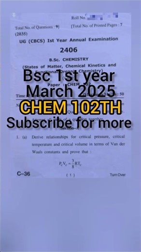 hpu bsc 1st year CHEM 102TH question paper 2025. #hpu #previousyearquestions