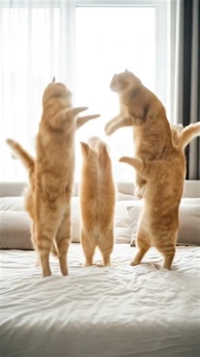 cute cat jumping on bed 😻