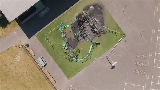 Phantom Lake Elementary School play structure burns in fire