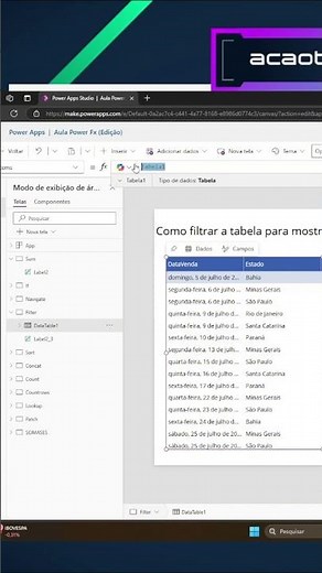 Como filtrar uma tabela no Power Apps?...#powerapps #aplicativo #powerfx #acaotreinamentos