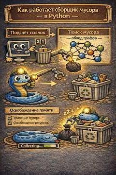 Что такое сборщик мусора и как он работает в Python #js #java #work #cod #script #javascript #python