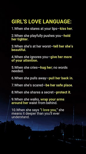 💞 A Girl’s Real Love Language 💫 She may not say it — but every glance, touch, and silence is her way of loving you deeply. #LoveLanguage #UnderstandingWomen #RomanticConnection #EmotionalIntimacy #RealLove | Unspoken Truths