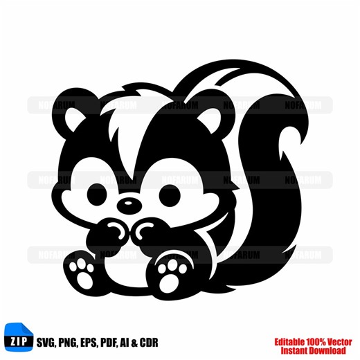 Cute Skunk SVG Kawaii Animal Skunk Clipart for Kids Shirts Stickers Cricut Crafts - Etsy
