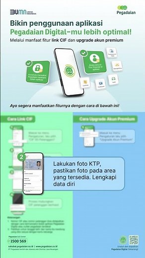 Cara Link CIF dan Upgrade Akun Premium Aplikasi Pegadaian Digital