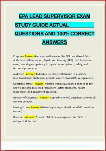 #learnexams Epa Lead Supervisor Exam Study Guide Actual Questions And 10 video