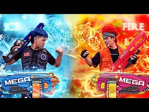 VTL Nerf War SUPER HERO Seal The Battle Hot vs Cold Warriors Nerf Guns Fight Criminals Fire vs Icy