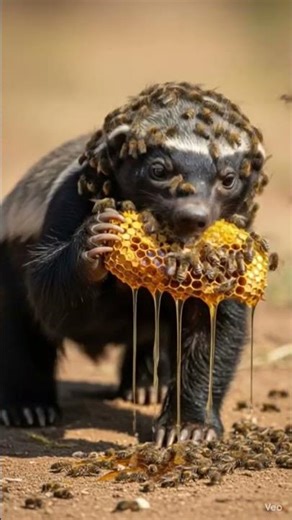 Honey badger refuses to stop eating honey despite bee attack #survival #wildlife #animals