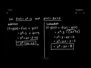 OPERATIONS ON FUNCTIONS ADDITION AND SUBTRACTION