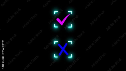 Pop-up check mark and cross X symbol accept, agree, agreements, approved box cancel check box check list check mark checklist wrong, yes animation.