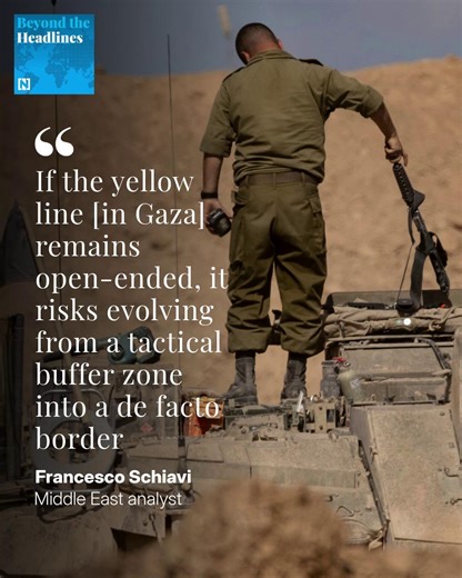 11 reactions | Under US President Donald Trump’s Gaza ceasefire plan, a yellow line on the map marks the territory controlled by Israel in the enclave. On the ground, the line is mostly invisible. There have already been deadly incidents at the boundary, causing fear and confusion among Palestinians. In this episode of Beyond the Headlines, guest host Ban Barkawi speaks to analysts about what is happening behind the line and why it's so controversial. | The National | Facebook