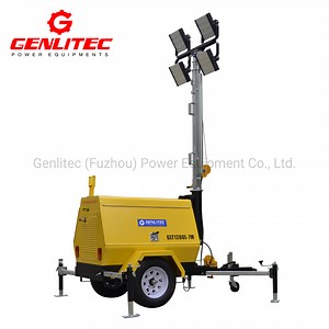 [Hot Item] Portable 4X300W LED Mobile Light Tower with Air Cooled Small 5kw Generator