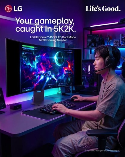 Experience a wider screen with the LG 45” UltraGear OLED Dual-Mode 5K2K Gaming Monitor