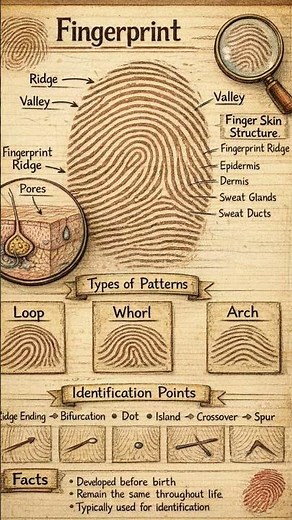 Types of fingerprints with diagram #science #biology # forensic #ytbshorts #Study Titan