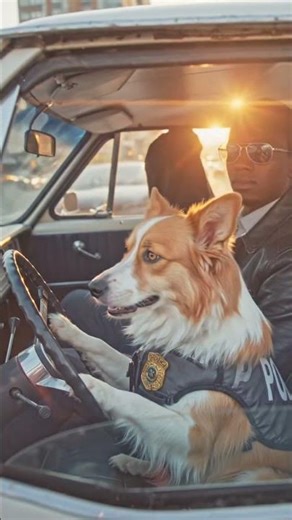 Cop Partner Can't Believe His Dog is Driving 😂🚔 #dog #police #funny