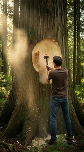 Craftsman builds tree house in amazing forest 🏡 #ai #house #crafts