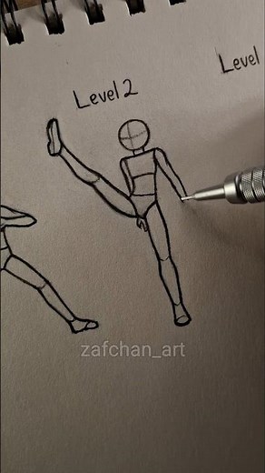 How to draw body poses in different levels ✨️ #drawing #art #tutorial #howtodraw #shorts