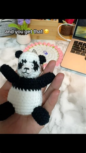 Crochet mini #cute panda keychain #crochet #handmade #amigurumi #youtubeshorts #shorts #panda #fyp