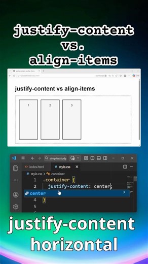 justify content vs align items