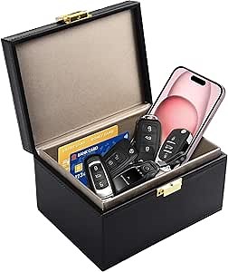 Diyife Faraday Box, [Newest Version] RFID Box for Car Keys, Key Fob Protector, Carbon Fiber Signal Blocker for Keyless Fob, Large Car Key Signal Blocker Cage, Signal Blocking Box for Car Keys Phones