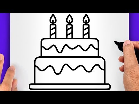 DESSIN FACILE | COMMENT DESSINER UN GÂTEAU D'ANNIVERSAIRE FACILEMENT - DESSIN D'ANNIVERSAIRE FACILE