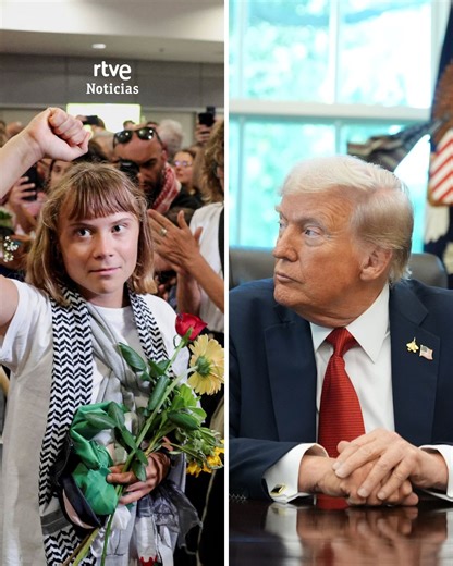 🔸 Trump carga contra Greta Thunberg por la flotilla: "Ella es solo una alborotadora. Ya no está interesada en el medio ambiente, ahrora está en esto. Tiene un problema de control de la ira. Debería ir a ver a un médico" El presidente de Estados Unidos arremete contra la activista sueca después de que esta haya denunciado el "gen0cidi0" en Gaza tras llegar a Atenas junto a otros activistas de la flotilla humanitaria hacia Gaza. #Trump #GretaThunberg #Flotilla #Gaza #Israel | RTVE Noticias