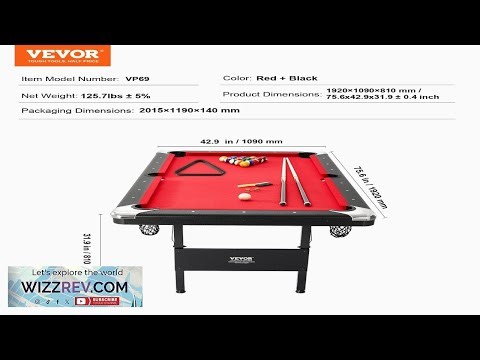 VEVOR Billiards Table 6.3 ft Pool Table Portable Foldable Space Saving Table Billiard