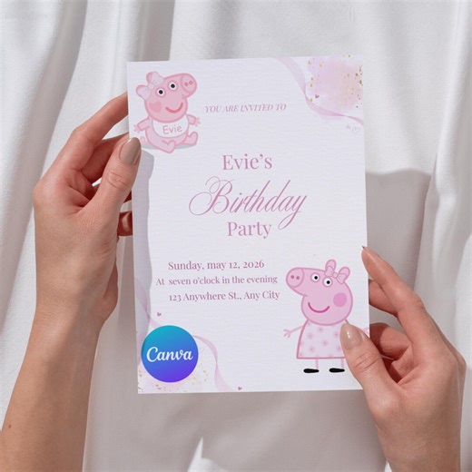 Personalized Peppa Pig Birthday Invitation | Evie's Party (digital Download) - Etsy