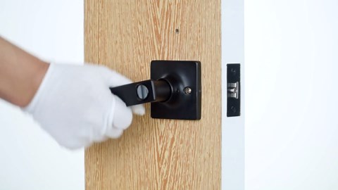 Entry Door Handle Locks with Keys,Square Locking Door Lever for Office,Bedroom,Suit for Right & Left Sided Doors,Secure Reversible Door Handle with Lock and Key 1Pack