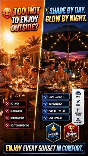 Best Choice Products 10ft Solar LED Patio Umbrella Outdoor Market Umbrella with Woodgrain Pole Tilt