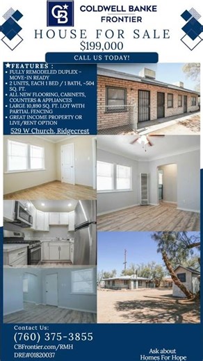 ✨Beautiful Remodeled Duplex, 529 W Church, Ridgecrest CA ✨