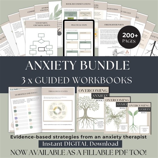 Overcoming Anxiety Ebook Bundle, Fillable PDF, Therapy Self-help Workbook, Digital PDF - Etsy