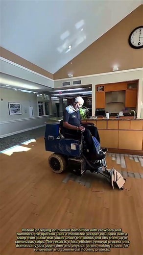INSANE Floor Removal Hack! Watch This Ride-On Scraper Rip Up Hardwood in Minutes