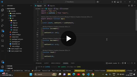 Built my first React.js project, a Counter App, at CodeQuotient. | Vidushi G. posted on the topic | LinkedIn