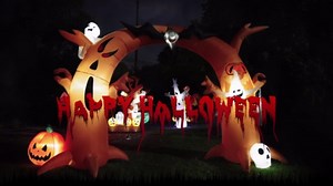 Tangkula 8 FT Tall Halloween Inflatable Decoration, Outdoor Blow Up Giant Dragon w/Wings, Bright LED Lights, Ground Stakes, Ropes, Self-inflate Holiday Decoration for Indoor Outdoor, Yard, Garden