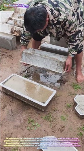 Satisfying Release:Watch a Craftsman Masterfully Demold Fresh Concrete Blocks with Perfect Timing!🏗️