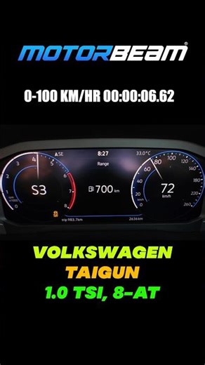 Volkswagen Taigun 1.0 TSI 8-Speed AT - 0-100 Km/hr