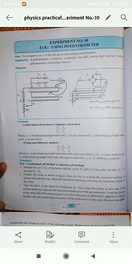 12th class physics practical Experiment No.-10 E1/E2 Using potentiometer