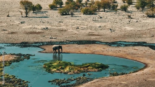 African elephants in the wild landscapes of Namibia, walking and interacting in their natural habitat.